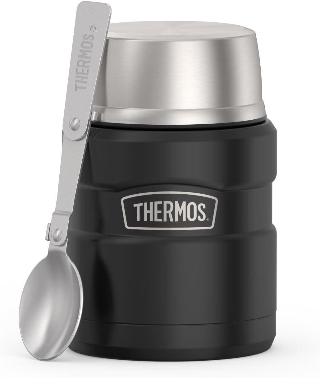 Stainless King Vacuum-Insulated Food Jar with Spoon, 16 Ounce, Matte Stainless Steel