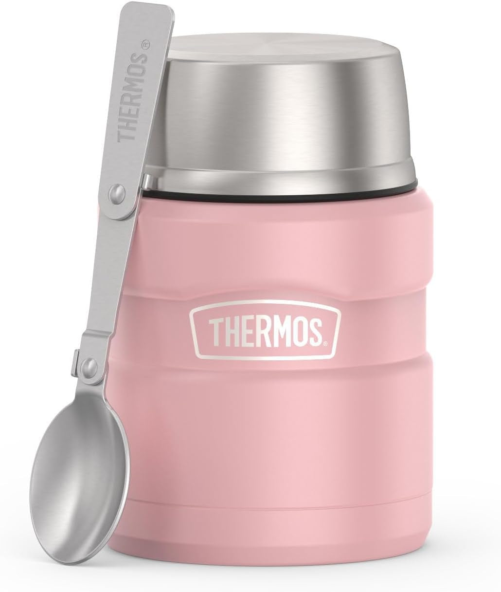 Stainless King Vacuum-Insulated Food Jar with Spoon, 16 Ounce, Matte Stainless Steel